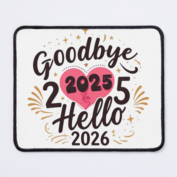 Item preview, Goodbye 2025 Hello 2026 – Festive New Year Typography Design with Heart and Star Accents” designed and sold by PixelVibe782.