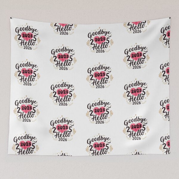 Item preview, Goodbye 2025 Hello 2026 – Festive New Year Typography Design with Heart and Star Accents” designed and sold by PixelVibe782.