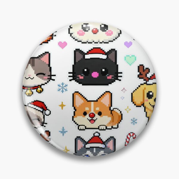 Item preview, Kawaii Pixel Christmas Pets Cute Art designed and sold by MuseAI.