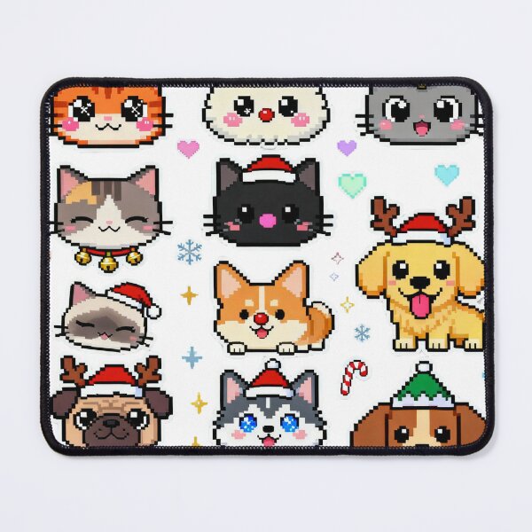 Item preview, Kawaii Pixel Christmas Pets Cute Art designed and sold by MuseAI.
