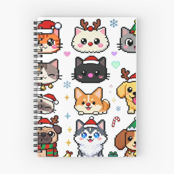 Item preview, Kawaii Pixel Christmas Pets Cute Art designed and sold by MuseAI.