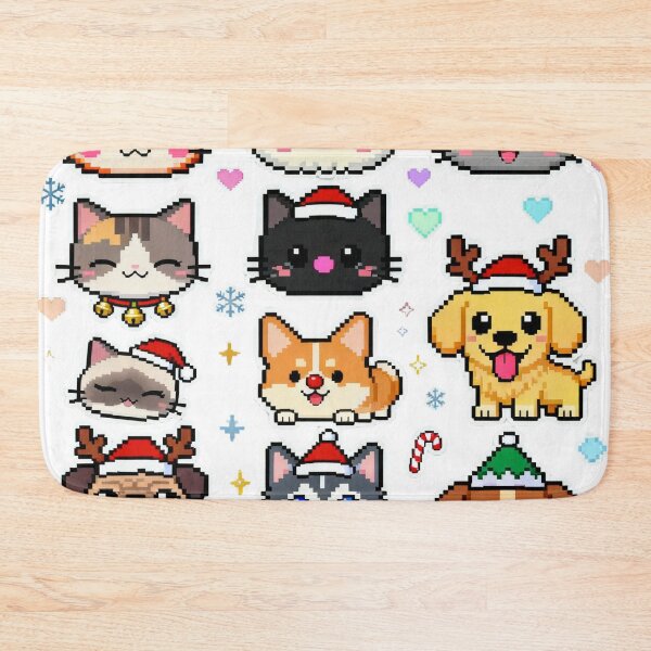 Item preview, Kawaii Pixel Christmas Pets Cute Art designed and sold by MuseAI.