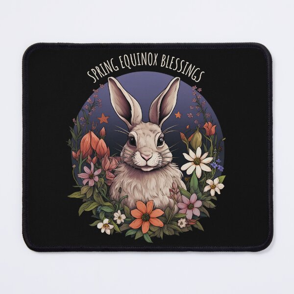 Item preview, Spring Equinox Blessings Bunny Floral Pagan Nature Art designed and sold by MTJ-Mushrooms.