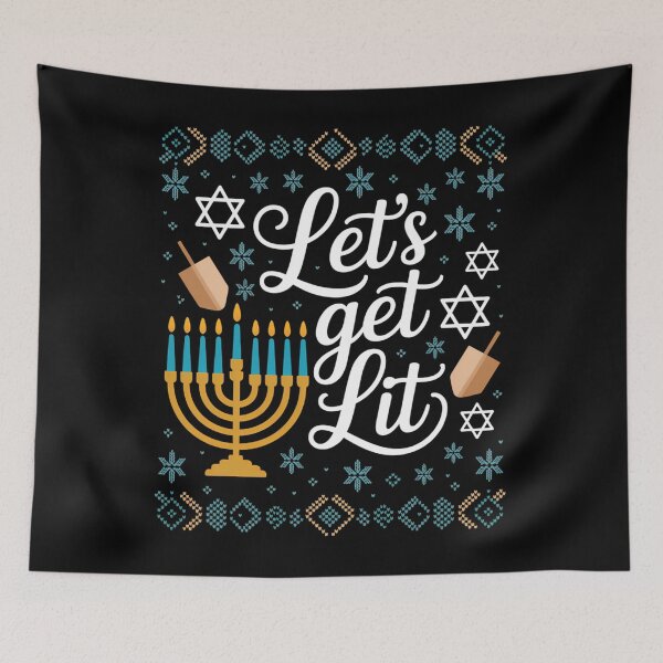 Item preview, Funny Hanukkah Lets Get Lit Menorah designed and sold by Sunset4Bones.