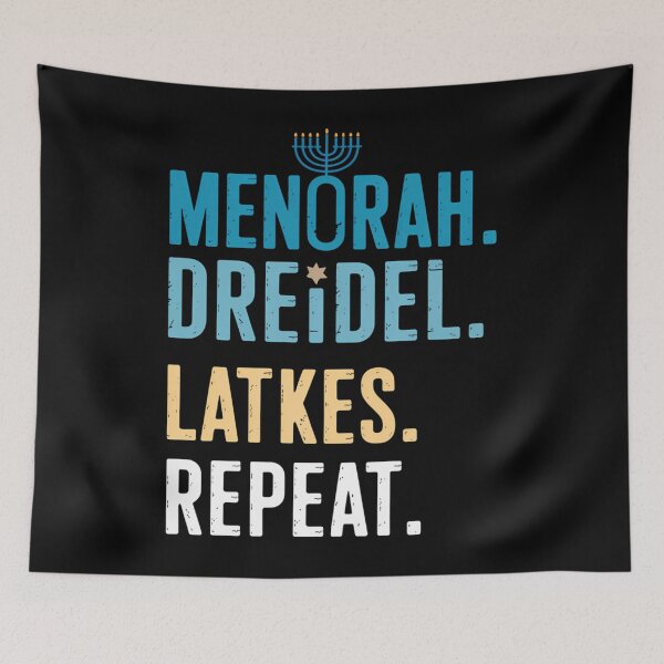 Item preview, Funny Hanukkah Menorah Dreidel Latkes Repeat Jewish Chanukah designed and sold by Sunset4Bones.