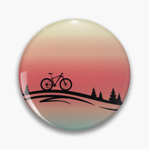 Item preview, Sunset Trail Ride | Minimalist Bike Landscape Badge (Retro MTB & Gravel) designed and sold by DavidMay.