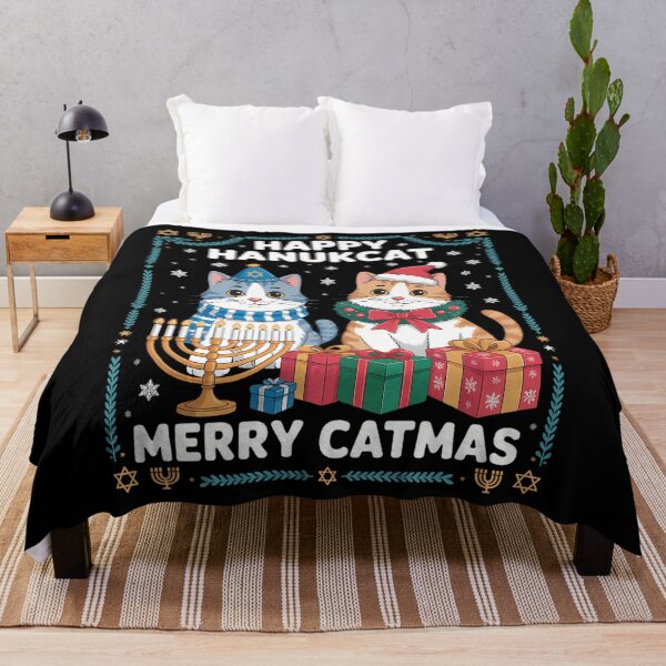 Item preview, Happy Hanukcat Merry Catmas Christmas Chanukah designed and sold by Sunset4Bones.