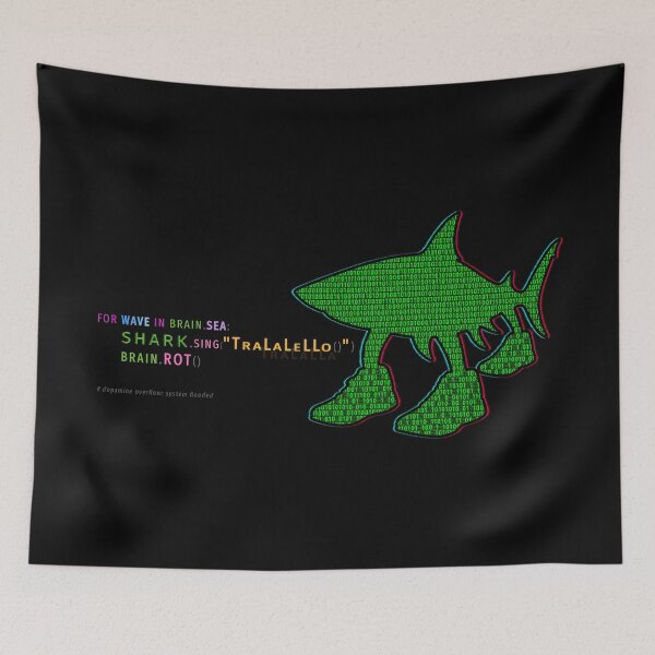Artikelvorschau, Shark Sing TraLaLeLLo T-Shirt | Brain Rot Code Meme | Dopamin-Überschuss Tech Art | Binärer Glitch Poster entworfen und verkauft von S.S.S.