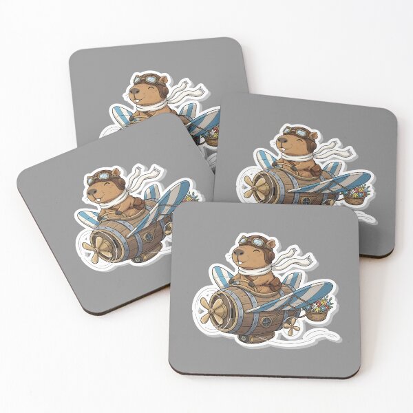 Item preview, Capybara Aviator: Cute Pilot Flying a Wooden Plane with Flowers designed and sold by XM STOREZ .