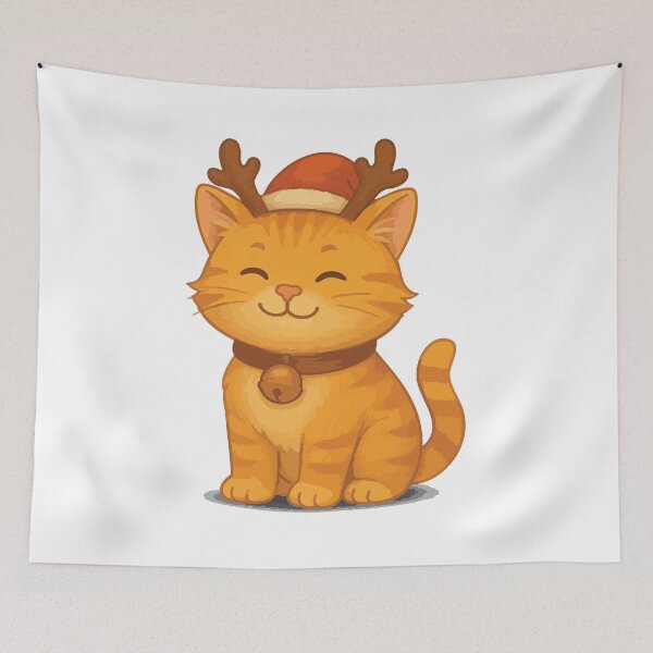 Item preview, Smiling Reindeer Cat – Cute Christmas Cat Art designed and sold by PierrelyHO.