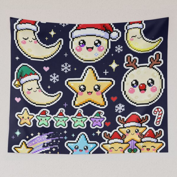 Item preview, Cute Pixel Christmas Night Sky Characters designed and sold by MuseAI.