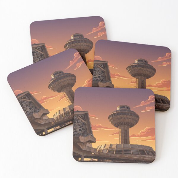 Item preview, Yerevan Airport Old Terminal – Soviet Modernism Sunset Art Print designed and sold by EMairplanes.