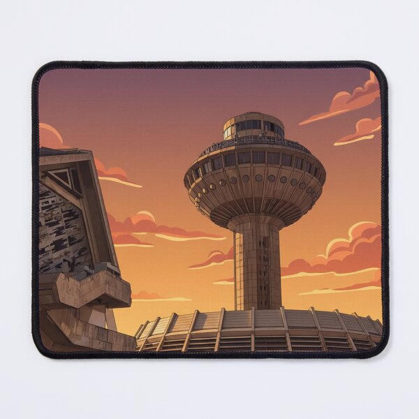 Item preview, Yerevan Airport Old Terminal – Soviet Modernism Sunset Art Print designed and sold by EMairplanes.