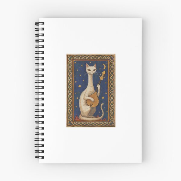 Item preview, Cream Cat Lute Medieval Manuscript designed and sold by PictorialWhimsy.