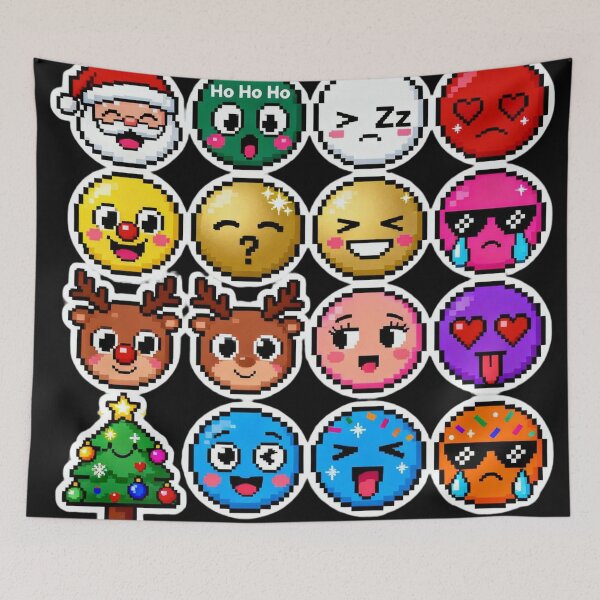 Item preview, Kawaii Pixel Christmas Emoji Sticker Pack designed and sold by MuseAI.