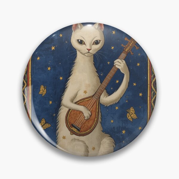 Item preview, Cream Cat Playing Lute Medieval Art designed and sold by PictorialWhimsy.