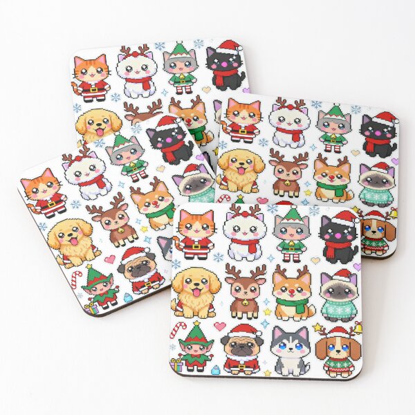 Item preview, Kawaii Anime Christmas Pets Cute Chibi Art designed and sold by MuseAI.