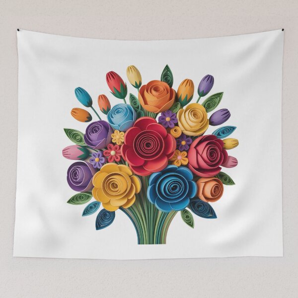 Item preview, Paper Quilled Flower Bouquet Art designed and sold by VividOrganica.