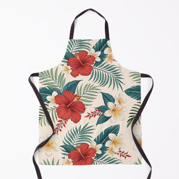Item preview, Red Hawaiian Floral Pattern – Tropical Hibiscus and Palm Leaves Design designed and sold by VividOrganica.