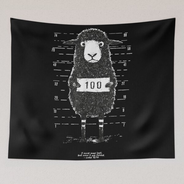 Item preview, Black Sheep Mugshot Lost But Found Funny Religious Bible Verse designed and sold by RuperDelois.