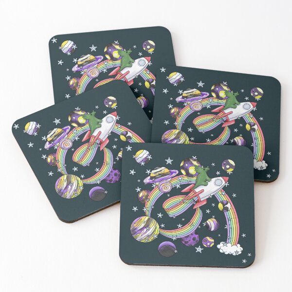 Item preview, Dino and the Rocket in Enby Space designed and sold by Art by Veya.