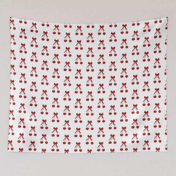 Item preview, Sweet Cherry Bow – Girly Vintage Red Fruit Art designed and sold by CozyArtCo.