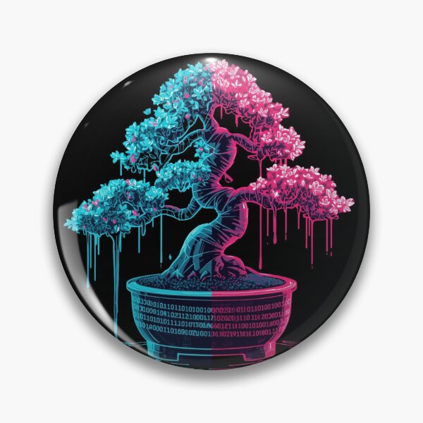 Artikelvorschau, Glitch Bonsai – Neon Cyberpunk Naturdesign entworfen und verkauft von Pixel Toad.