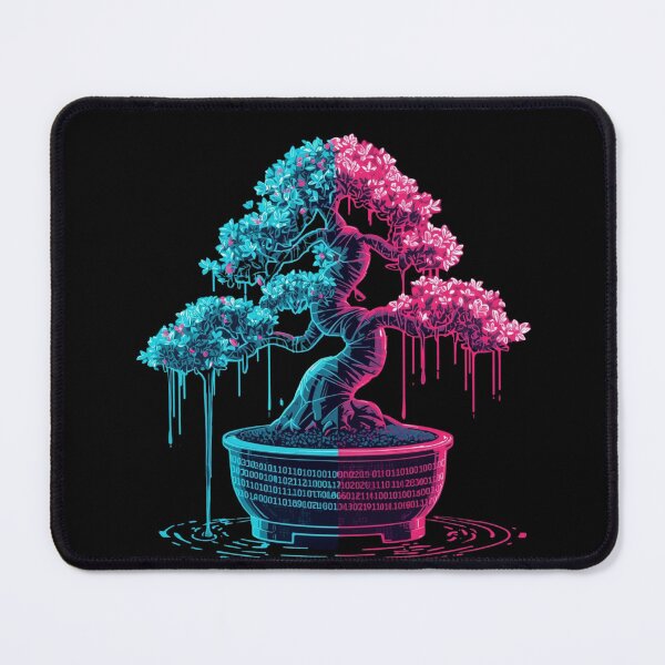 Item preview, Glitch Bonsai – Neon Cyberpunk Nature Design designed and sold by Pixel Toad.