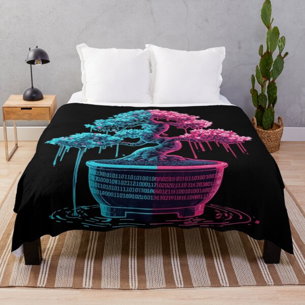 Item preview, Glitch Bonsai – Neon Cyberpunk Nature Design designed and sold by Pixel Toad.