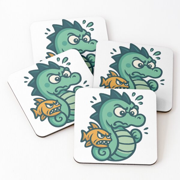 Item preview, Seahorse with Grumpy Fish designed and sold by SoSoSeahorse.