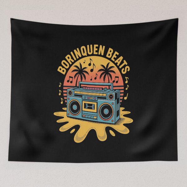 Item preview, Borinquen Beats Boombox Beach Sunset and Palm Trees designed and sold by RansomFlatley.