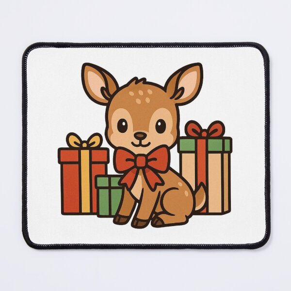Item preview, Baby Deer with Christmas Bow and Presents – Adorable Holiday Design designed and sold by Confuzz1ed.
