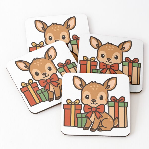 Item preview, Baby Deer with Christmas Bow and Presents – Adorable Holiday Design designed and sold by Confuzz1ed.