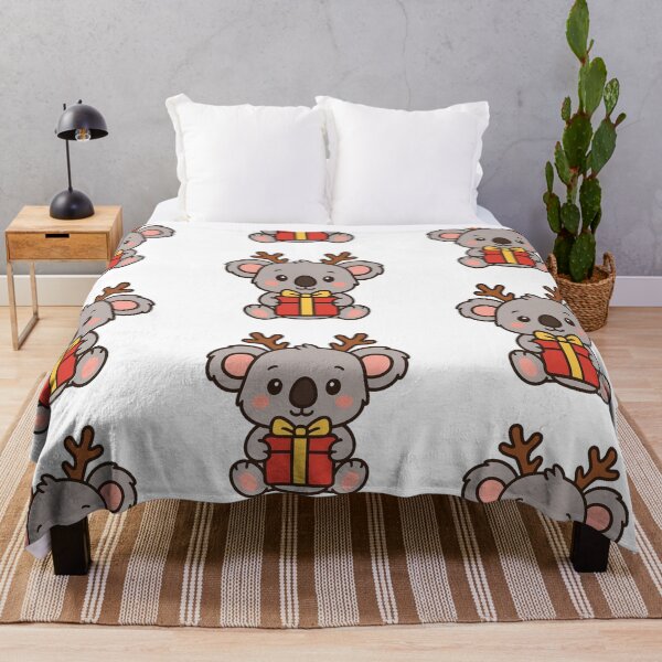 Item preview, Baby Koala with Reindeer Antlers and Gift – Cute Christmas Character designed and sold by Confuzz1ed.