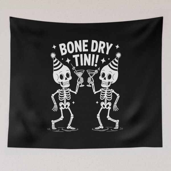 Item preview, Bone Dry Tini Skeleton Drinking Martini Cocktail Halloween designed and sold by RayArmstrong.