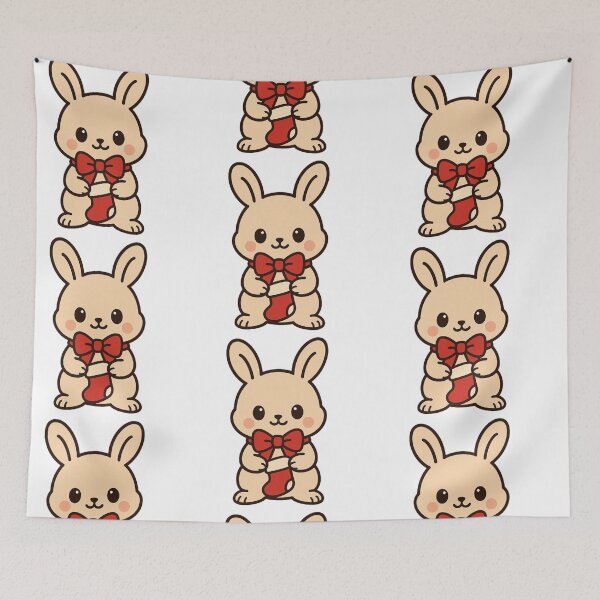 Item preview, Baby Bunny with Christmas Stocking – Cute Holiday Character designed and sold by Confuzz1ed.