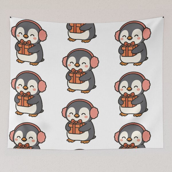 Item preview, Baby Penguin Hugging Gift Box – Adorable Christmas Character designed and sold by Confuzz1ed.