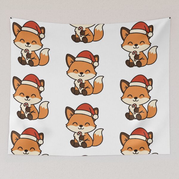 Item preview, Baby Fox with Santa Hat and Candy Cane – Cute Christmas Animal designed and sold by Confuzz1ed.