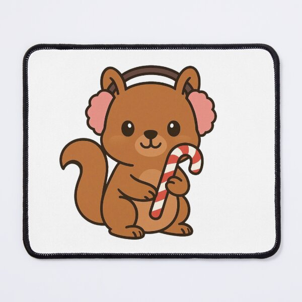 Item preview, Squirrel with Candy Cane and Earmuffs – Cute Christmas Design designed and sold by Confuzz1ed.