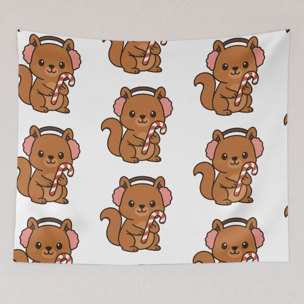 Item preview, Squirrel with Candy Cane and Earmuffs – Cute Christmas Design designed and sold by Confuzz1ed.