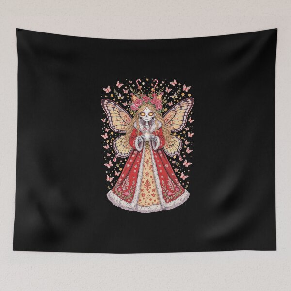 Item preview, Butterfly Christmas Skeleton Girl | Enchanting Gothic Holiday Art Design designed and sold by ColorSplash123.
