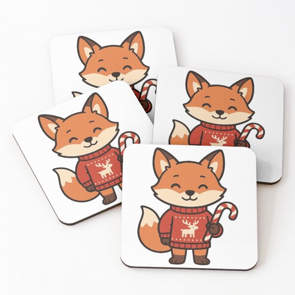 Item preview, Festive Fox in Reindeer Sweater Holding Candy Cane – Cute Christmas Character designed and sold by Confuzz1ed.