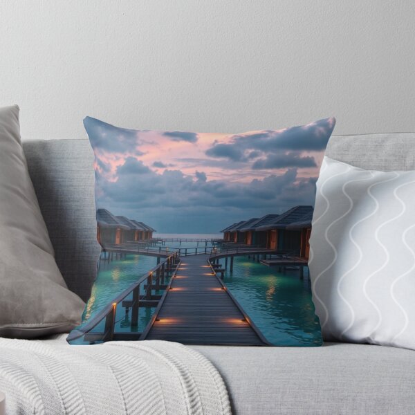 Item preview, Twilight Walk to Paradise | Luxurious Overwater Bungalows with Glowing Lights designed and sold by Vida e Arte.