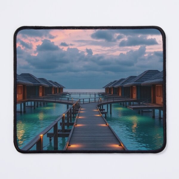 Item preview, Twilight Walk to Paradise | Luxurious Overwater Bungalows with Glowing Lights designed and sold by Vida e Arte.