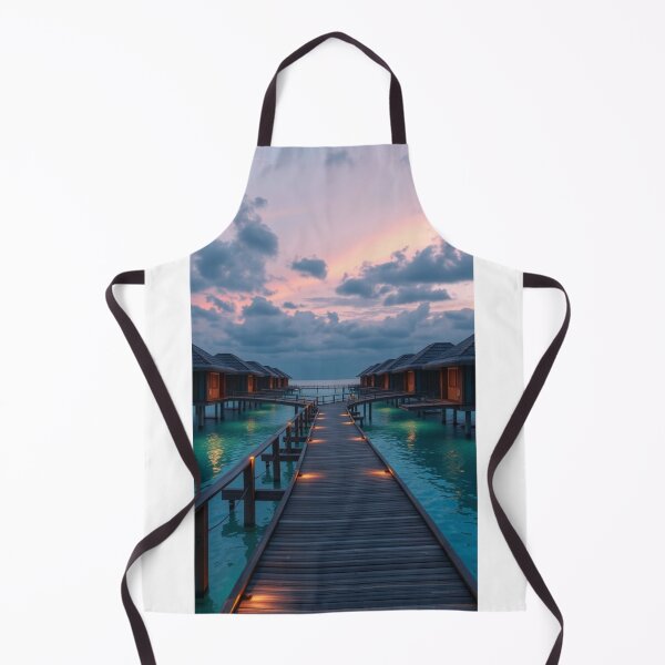 Item preview, Twilight Walk to Paradise | Luxurious Overwater Bungalows with Glowing Lights designed and sold by Vida e Arte.