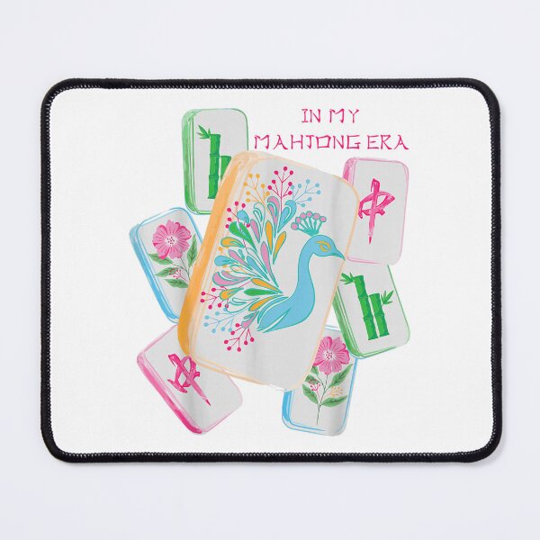 Item preview, In My Mahjong Era Aesthetic Peacock Flower Tiles Watercolor Art designed and sold by DogoMalulu.