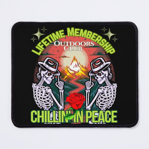 Item preview, Lifetime Membership – Outdoors Club – Chillin' in Peace” skeleton shirt design designed and sold by DZ Loumatti.