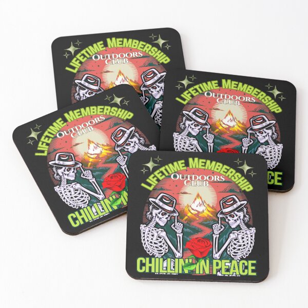 Item preview, Lifetime Membership – Outdoors Club – Chillin' in Peace” skeleton shirt design designed and sold by DZ Loumatti.