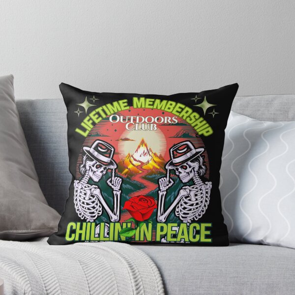 Item preview, Lifetime Membership – Outdoors Club – Chillin' in Peace” skeleton shirt design designed and sold by DZ Loumatti.