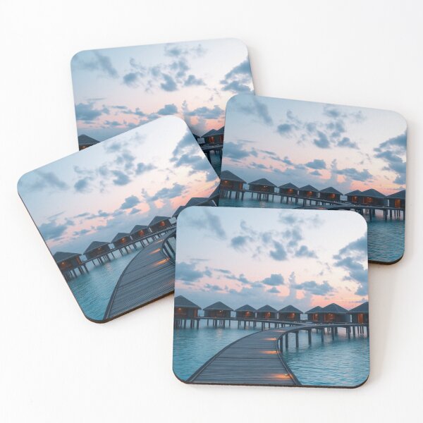 Item preview, Dreamy Coastal Escape | Serene Overwater Bungalows at Twilight Horizon designed and sold by Jade Ado.